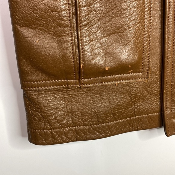 Vintage Lacrosse Glove & Leather Heavy Brown Belted Jacket Men's Small 70s - Picture 10 of 15